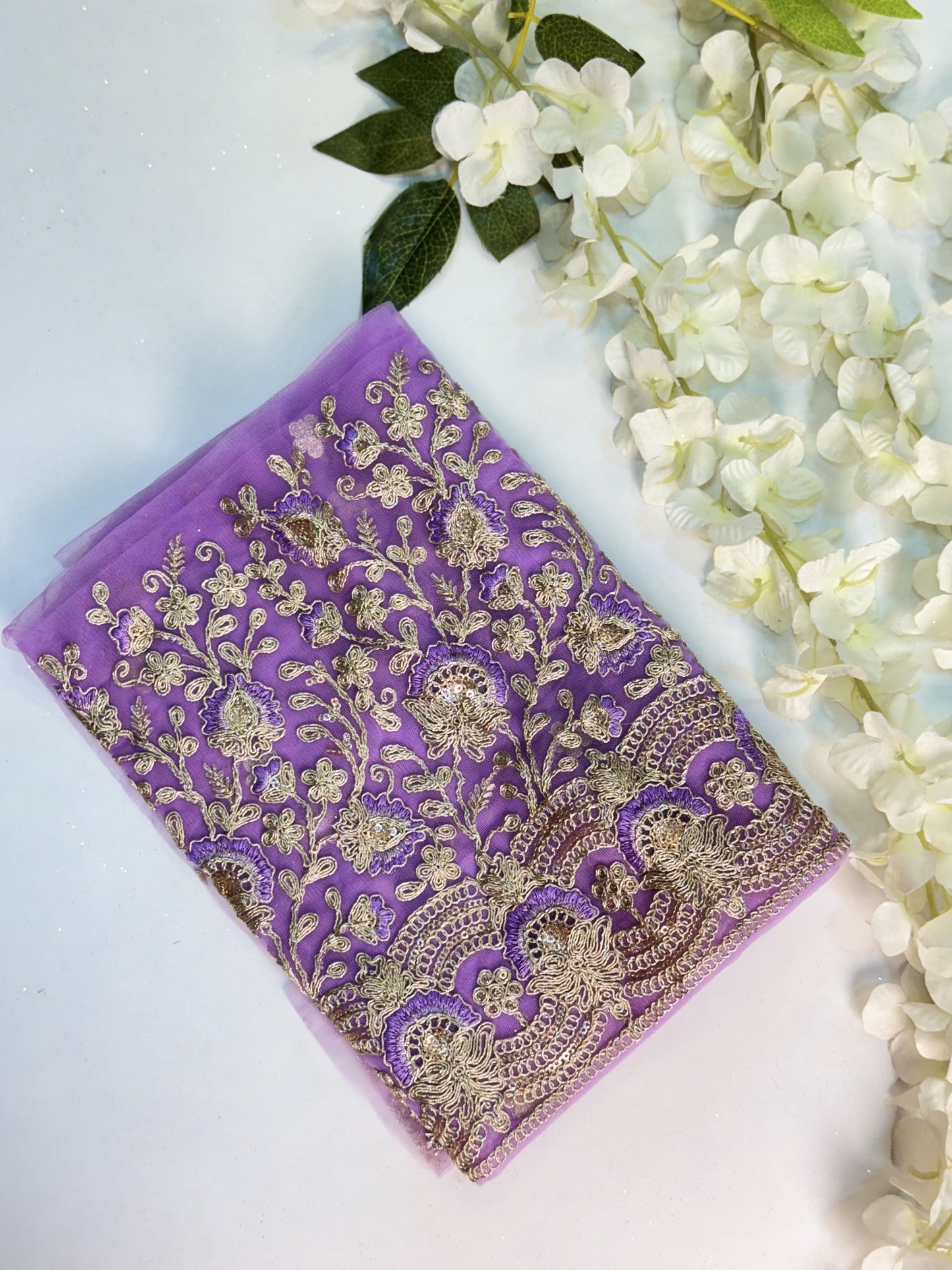 Lavendar Netted-Machine Work Blouse