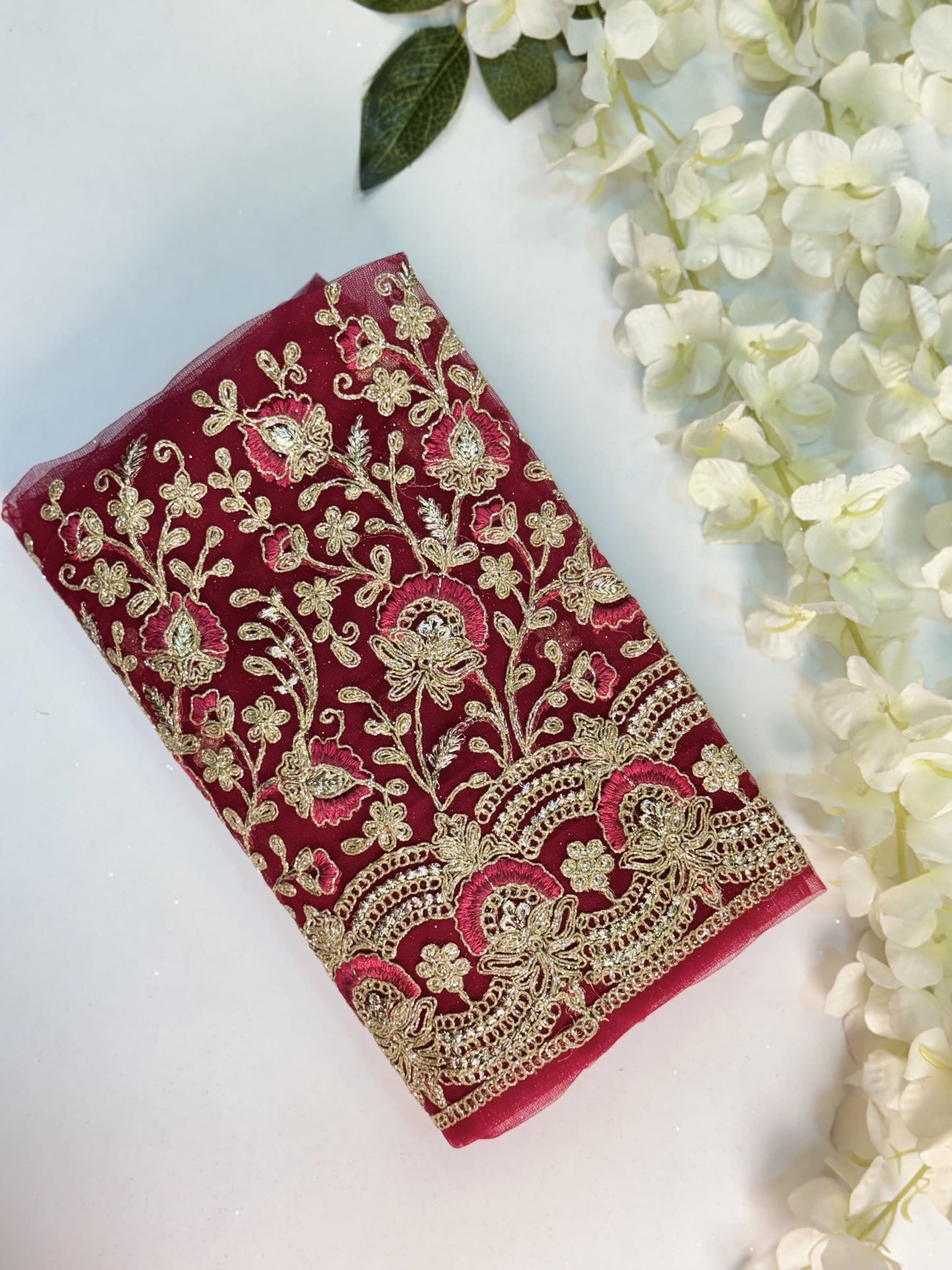 Dark Rose Netted-Machine Work Blouse