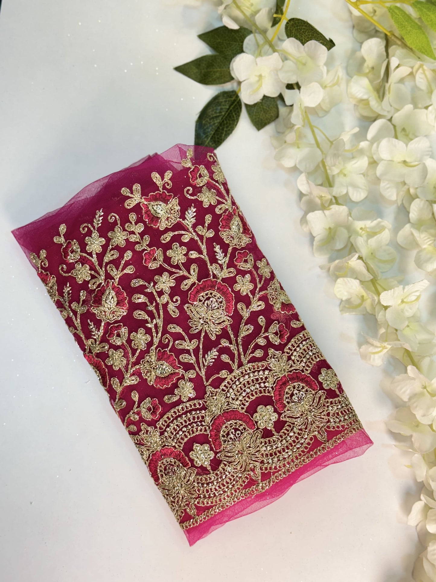 Dark Pink Netted-Machine Work Blouse