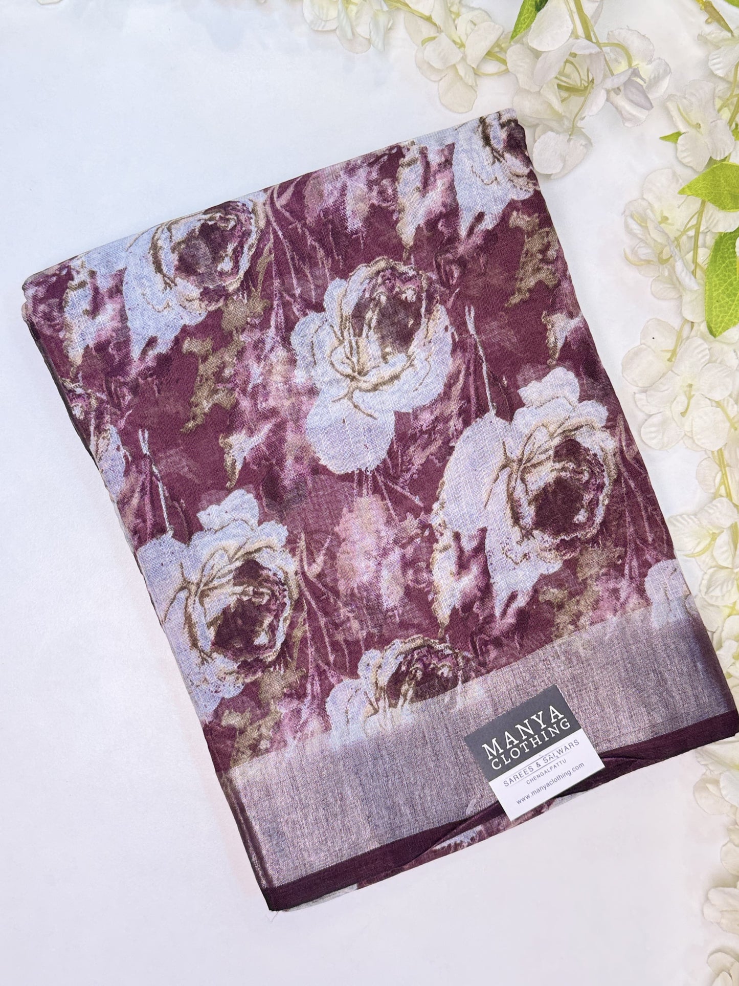 Maroon Linen Cotton Saree