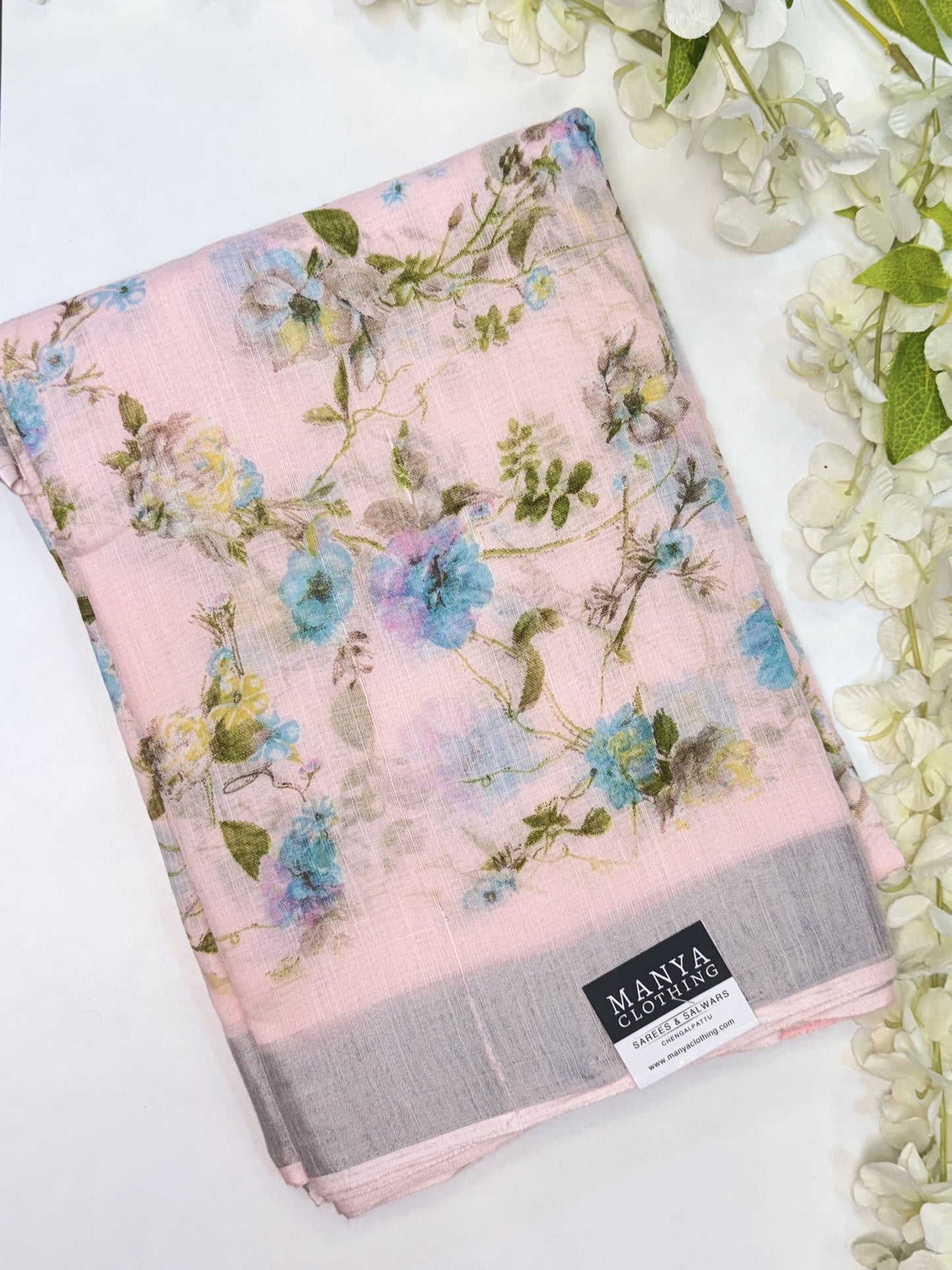 Light Pink Linen Cotton Saree