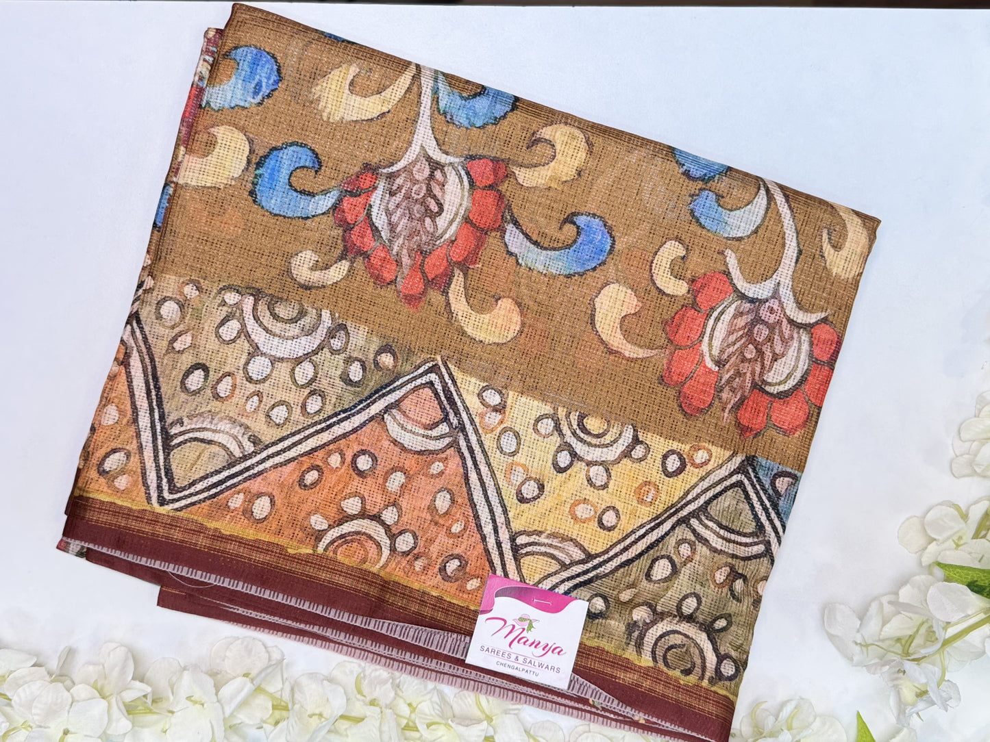 Tan-Brown Kota Cotton Saree