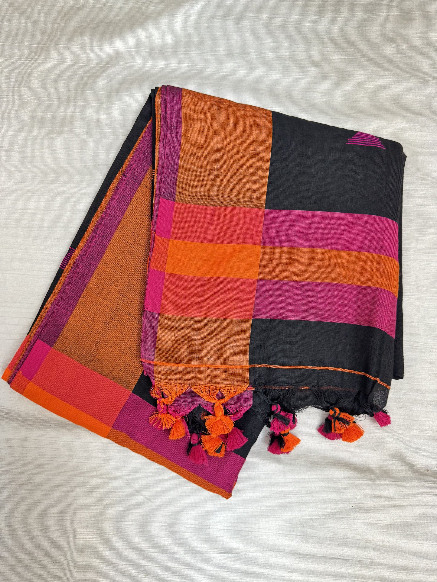 Black Pure Cotton Saree