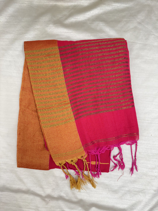 Pink Pure Cotton Saree