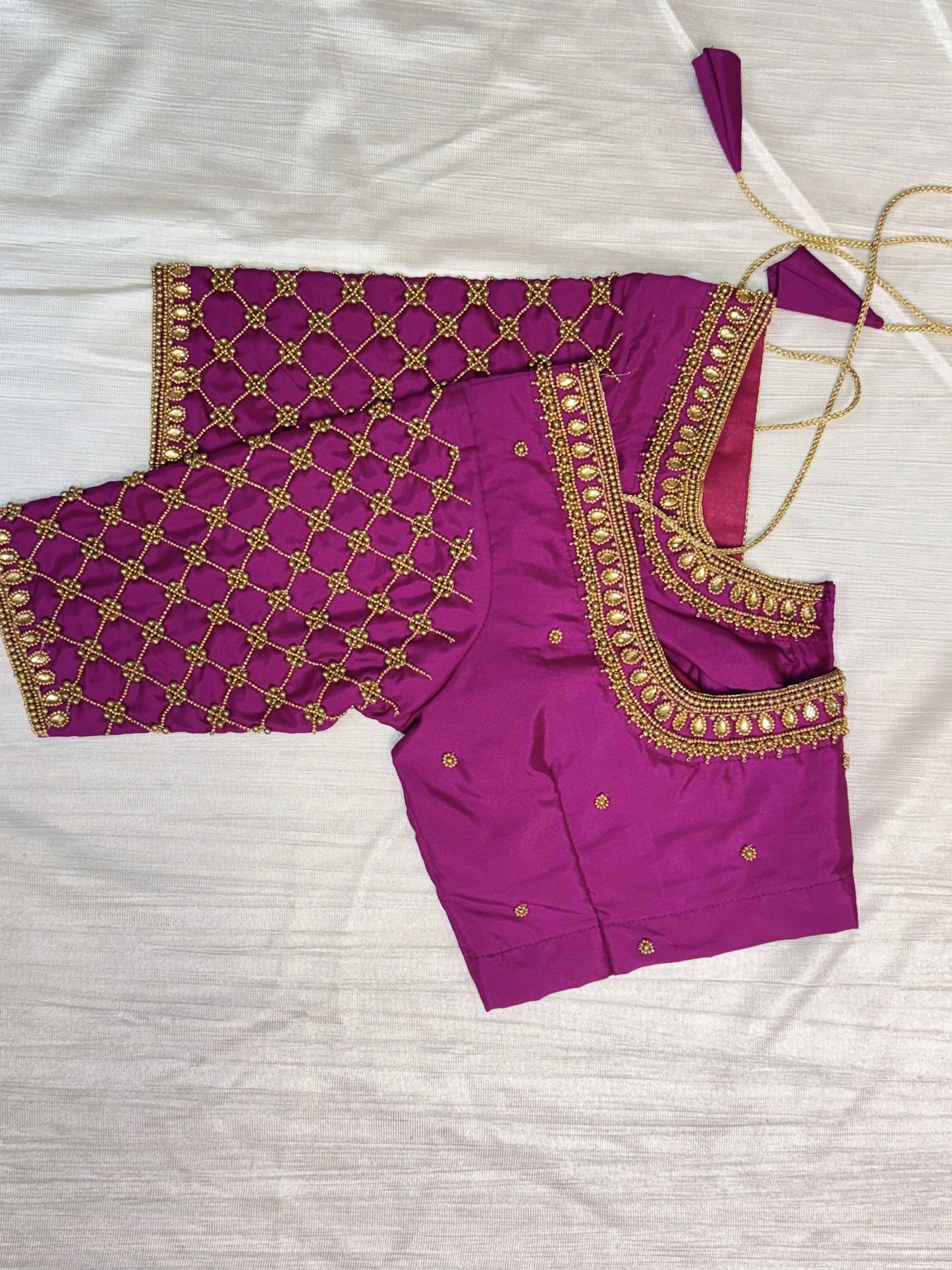 Magenta Ready to Wear Hand Work Blouse