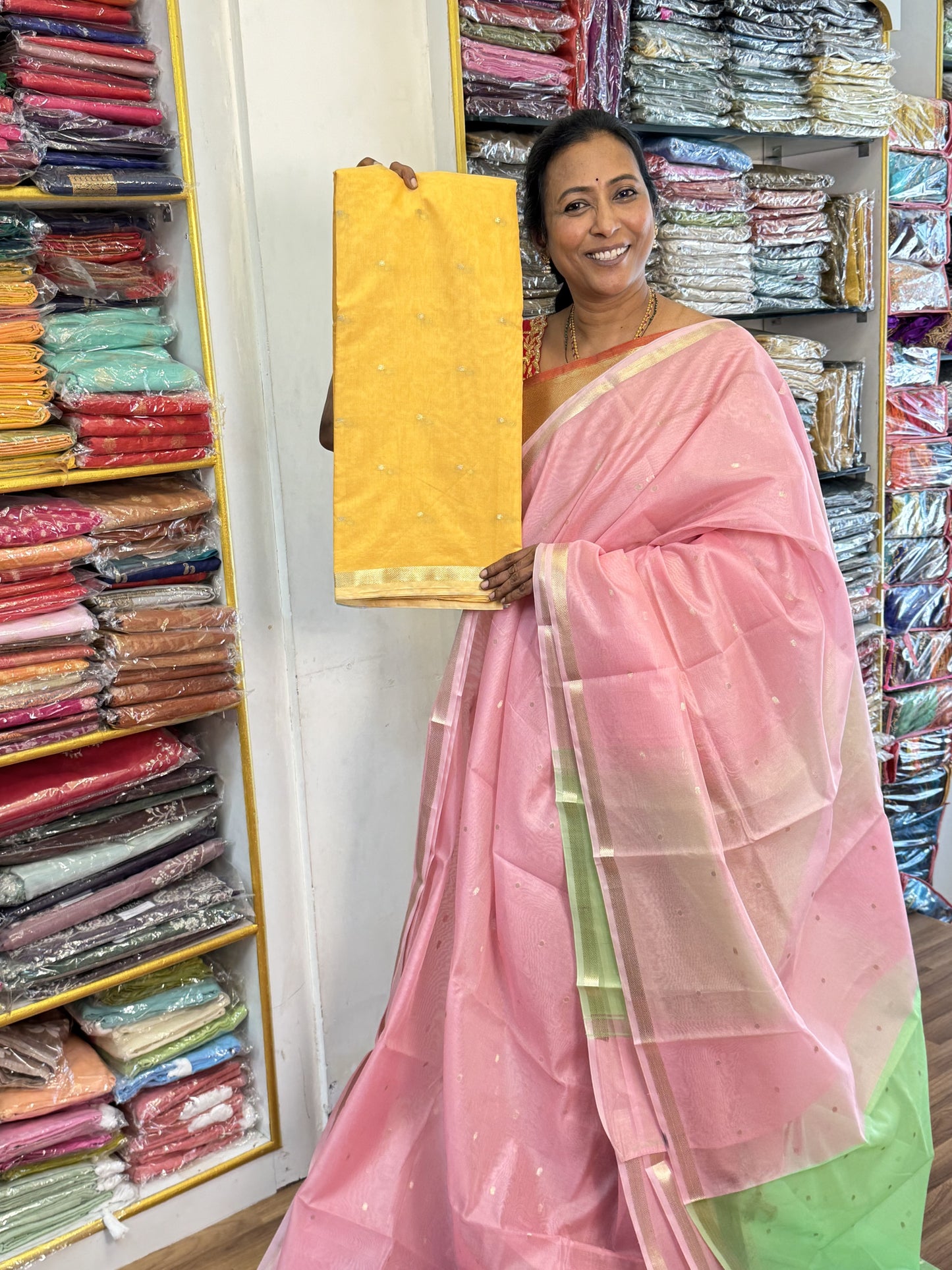 Yellow Chanderi Cotton Saree