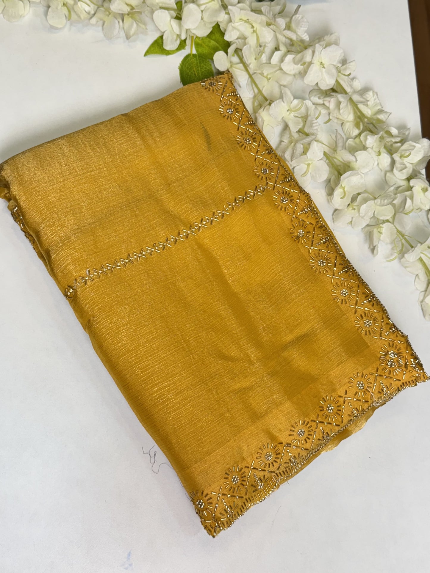 Yellow Space Silk Designer Saree