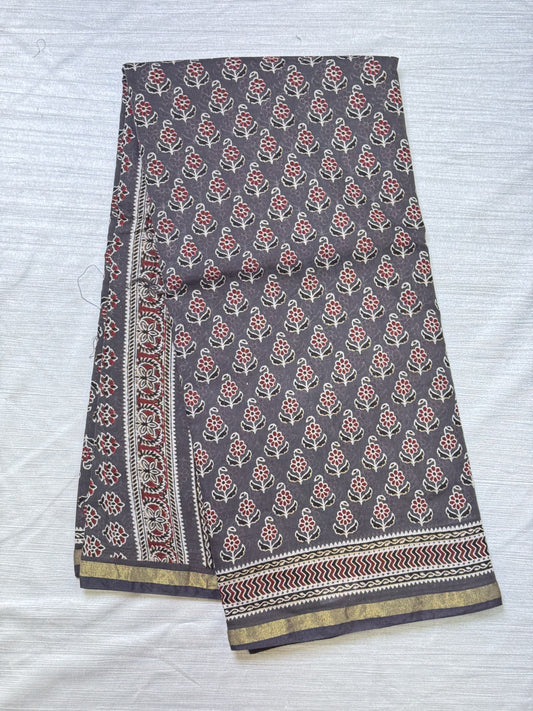 Grey Pure Cotton Saree