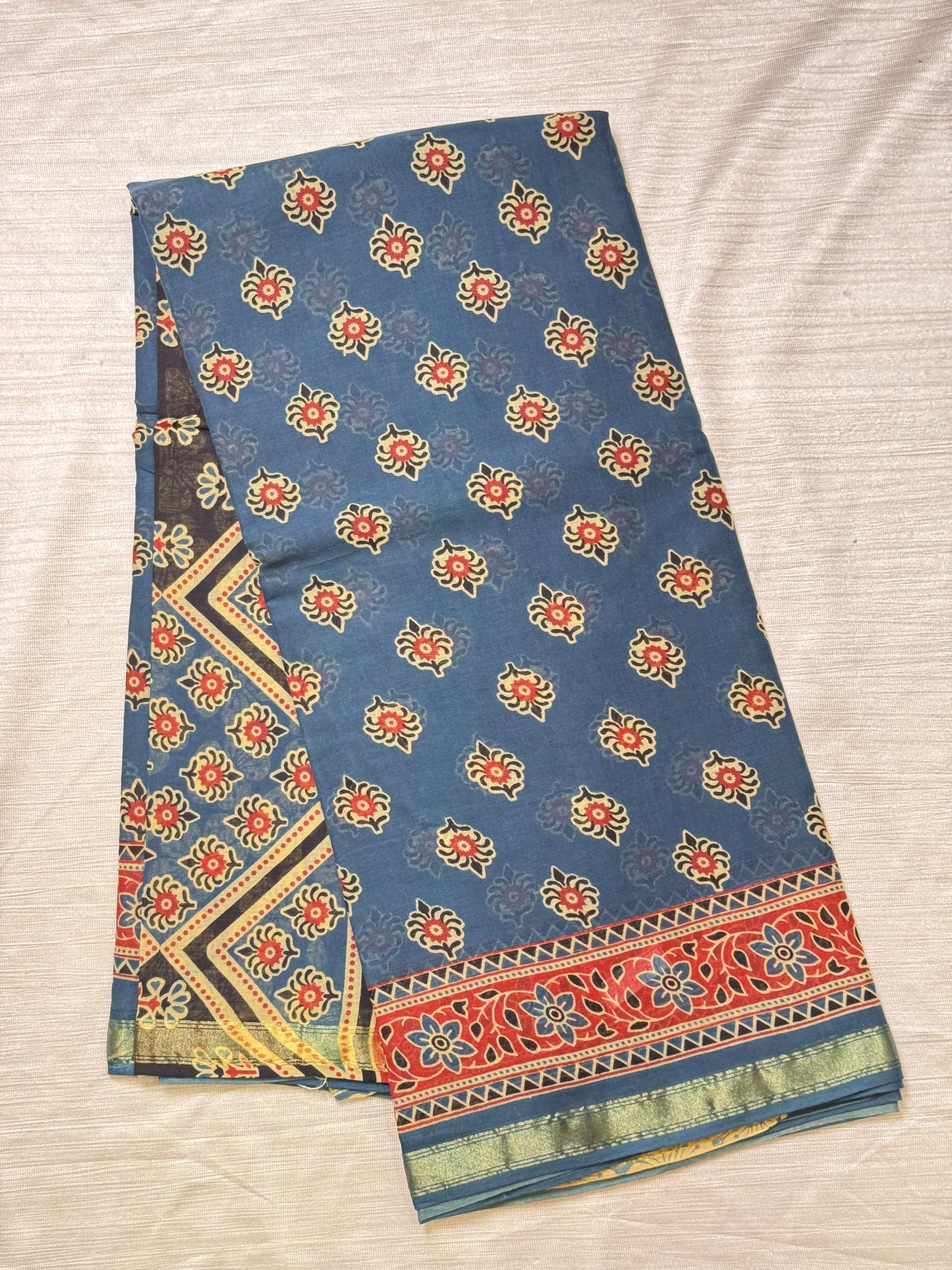Blue Pure Cotton Saree
