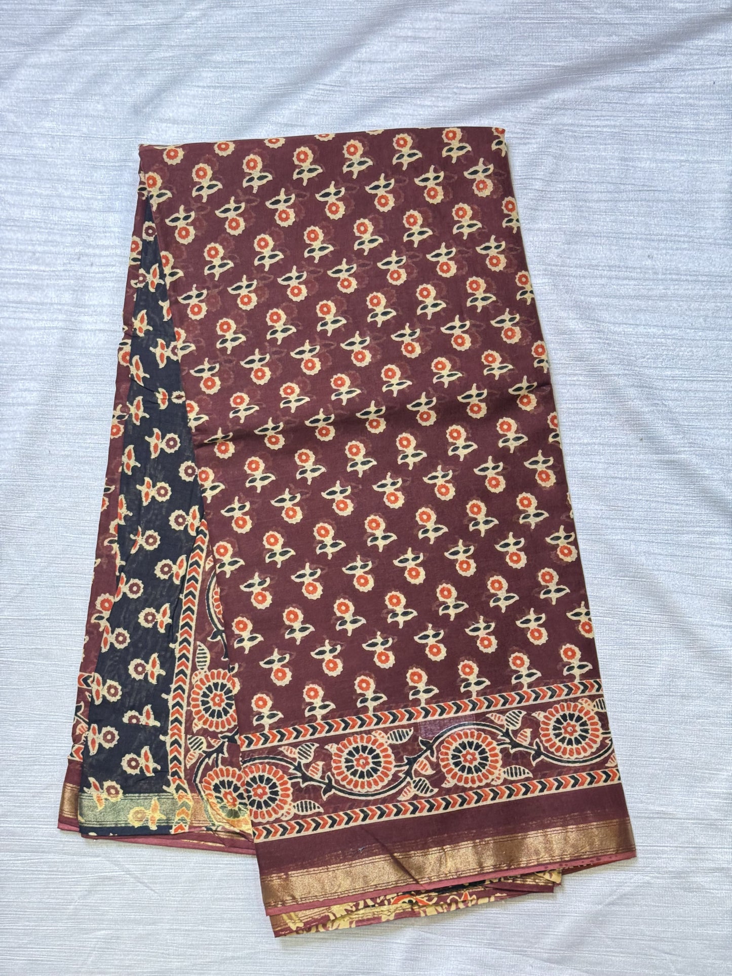 Brown Pure Cotton Saree