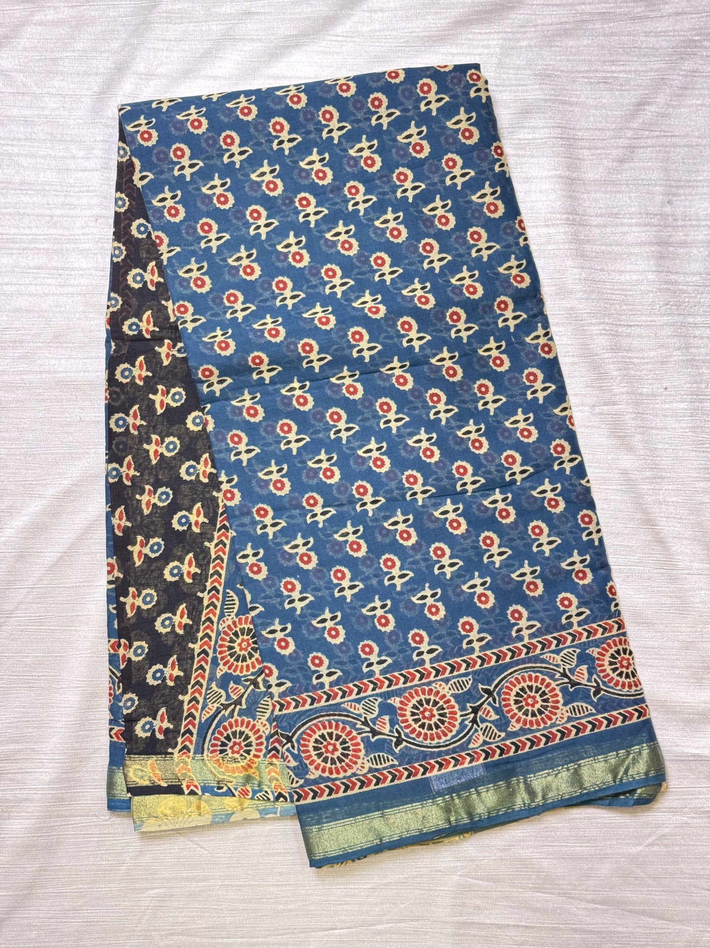 Blue Pure Cotton Saree