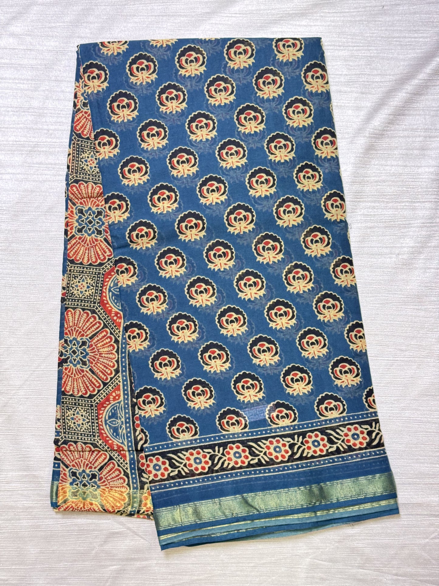 Blue Pure Cotton Saree