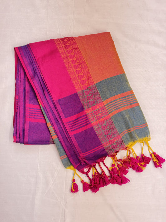 Light Orange Pure Cotton Saree