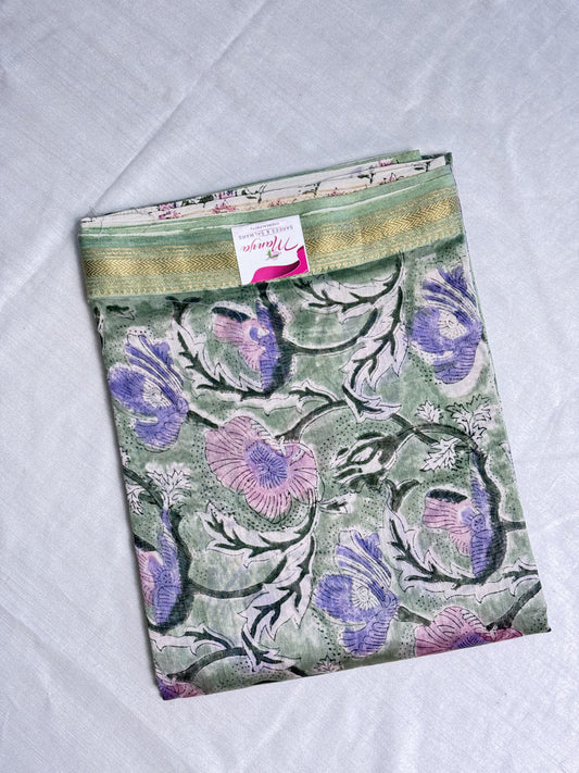 Pastel Green Cotton Saree