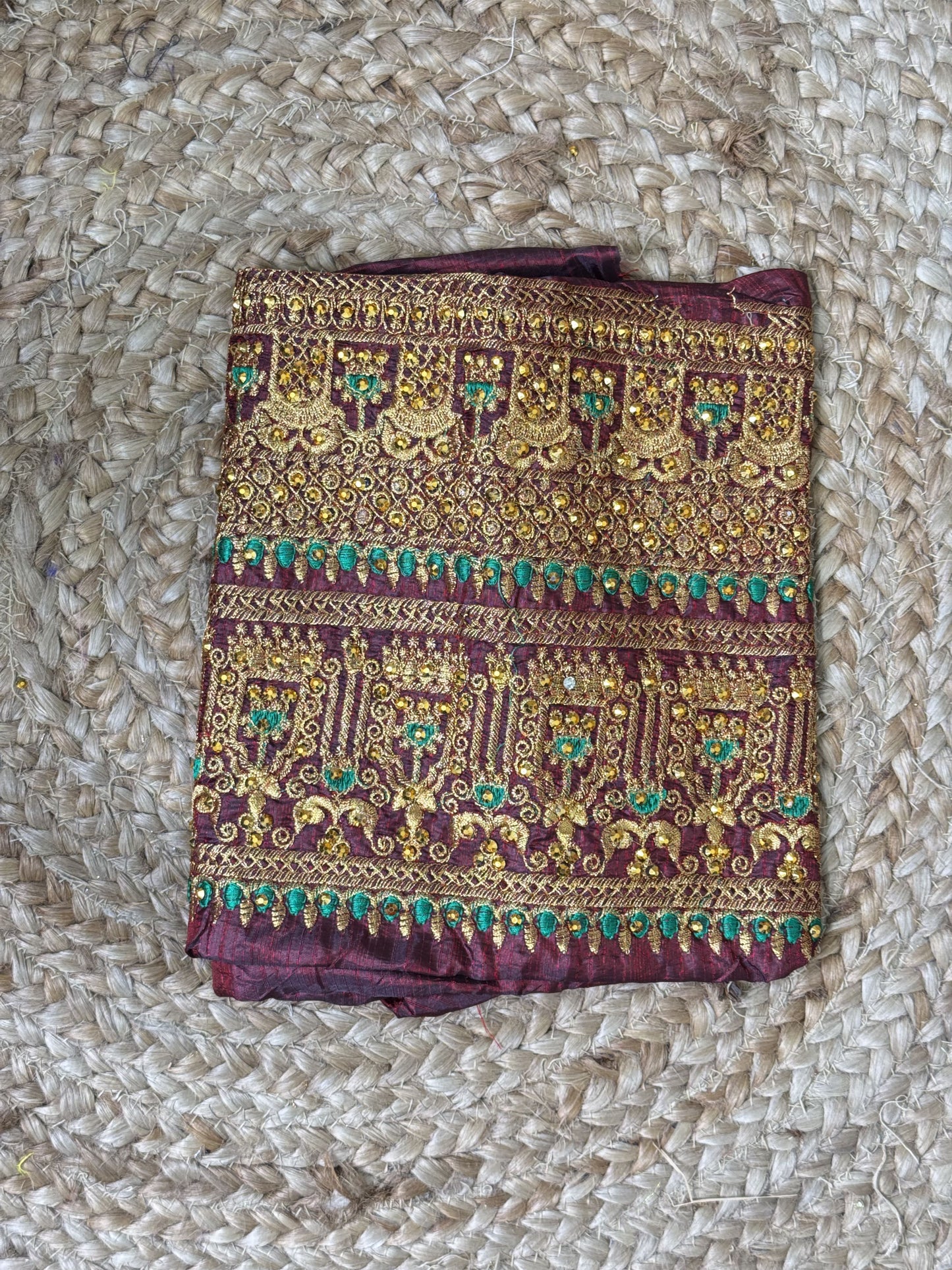 Brown Machine Work Blouse