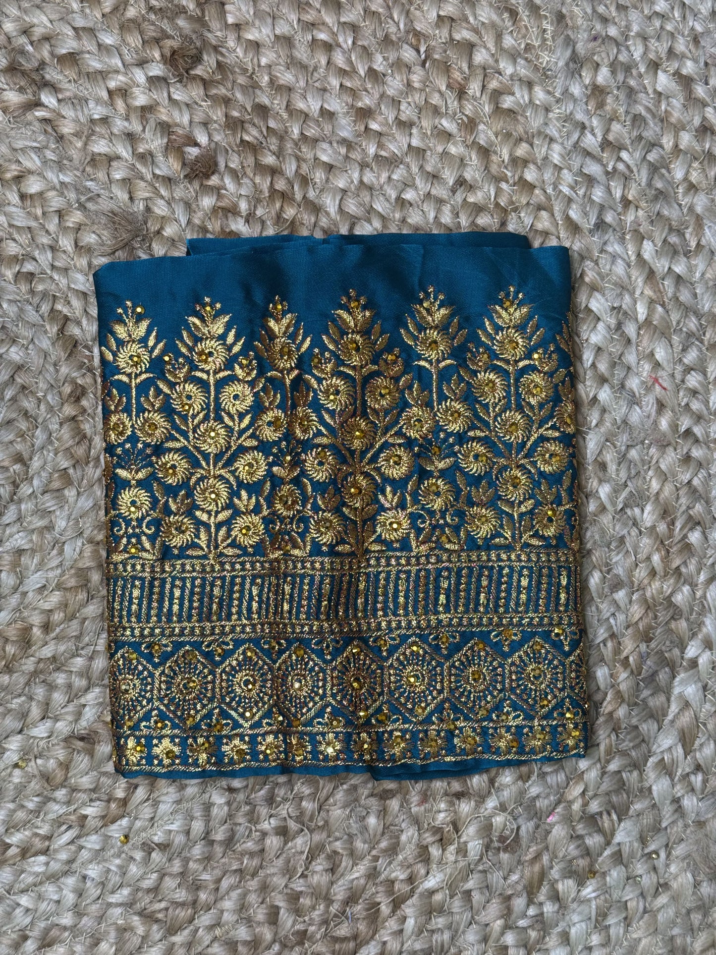 Peacock Blue Machine Work Blouse