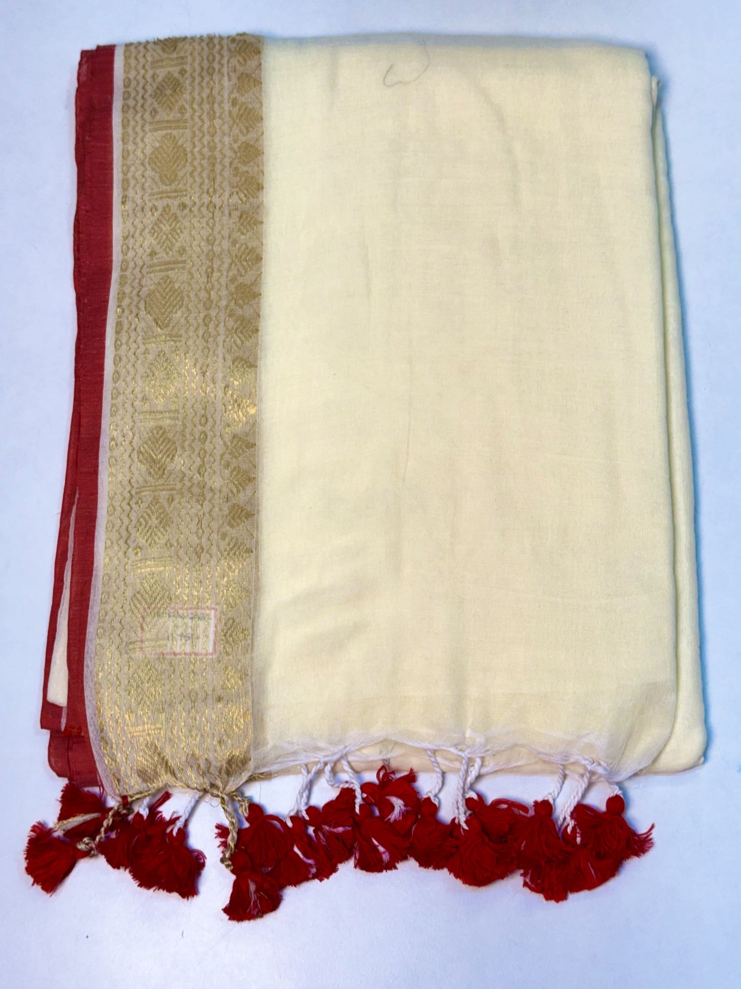 Half-White Pure Mul Cotton Saree