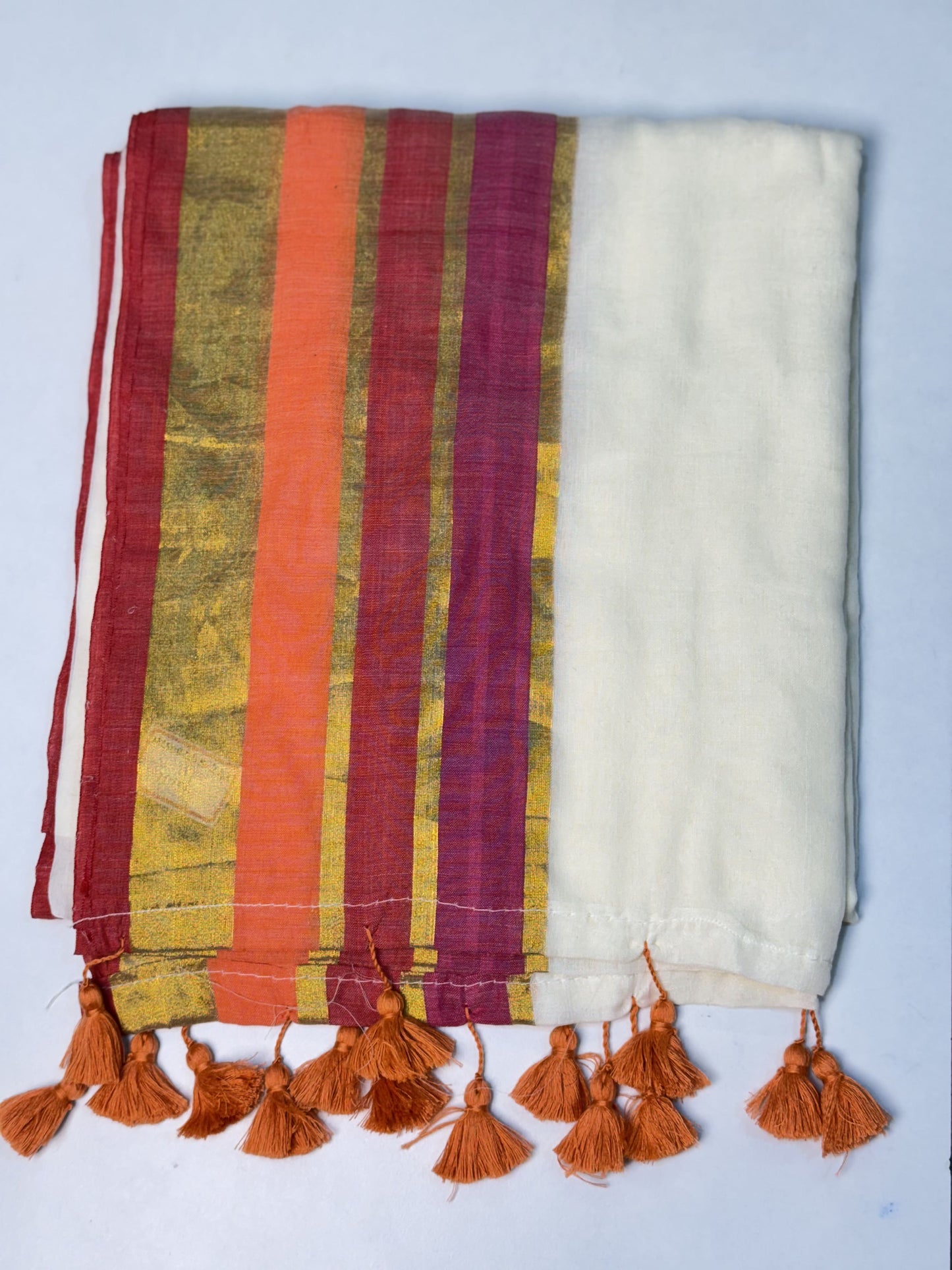 Half-White Pure Mul Cotton Saree