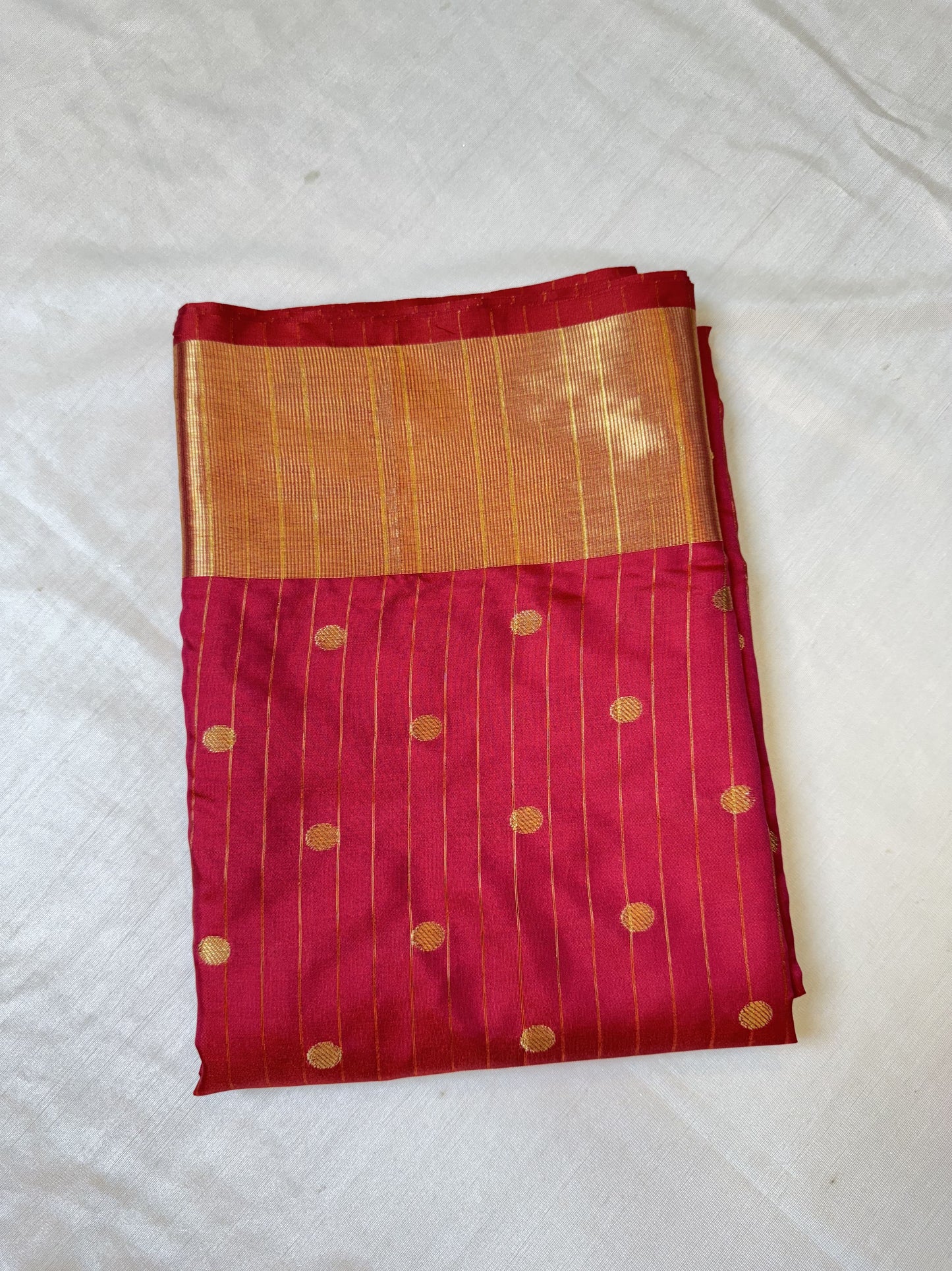 Tomato Pink Semi Silk Saree