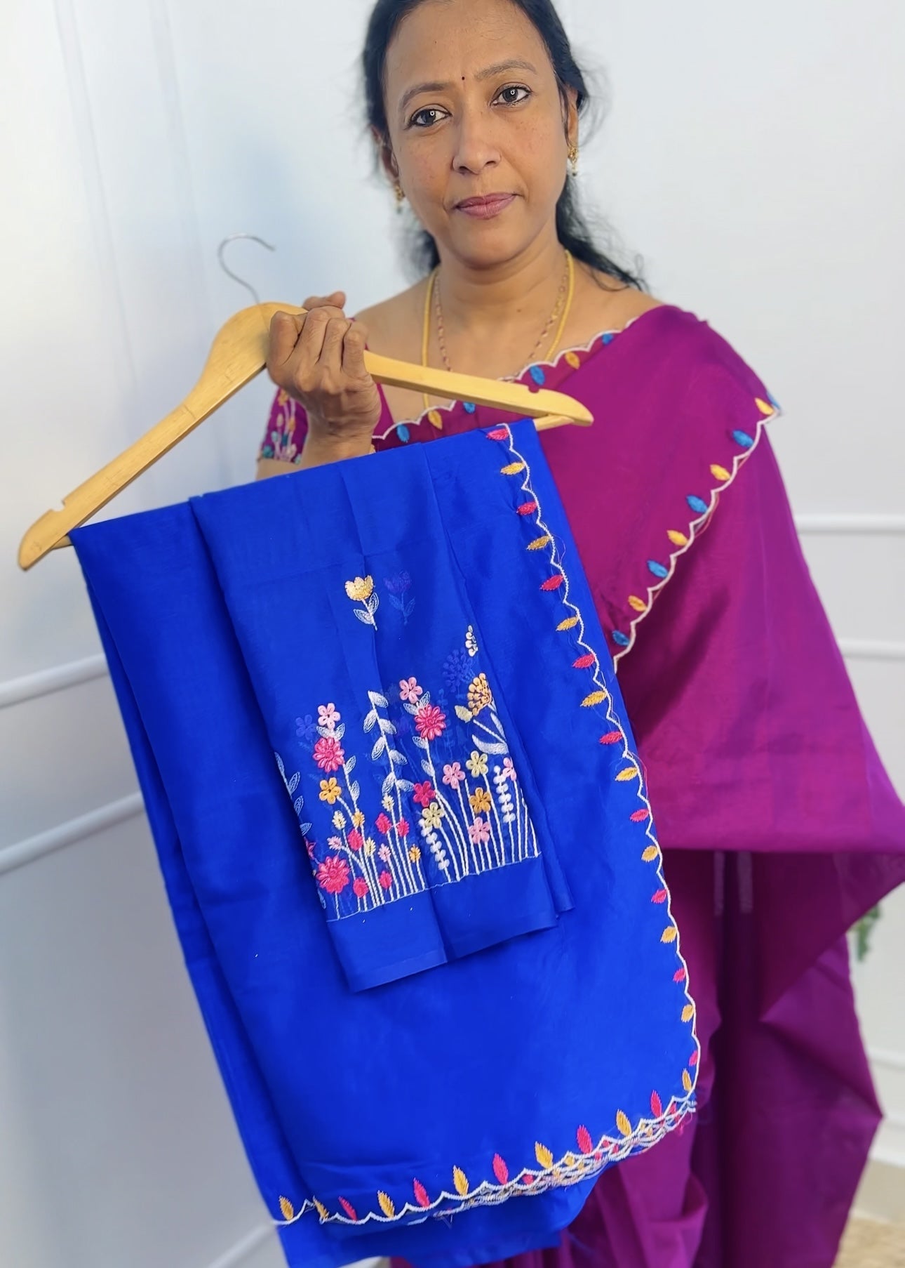 Blue Warm Silk Saree with work blouse