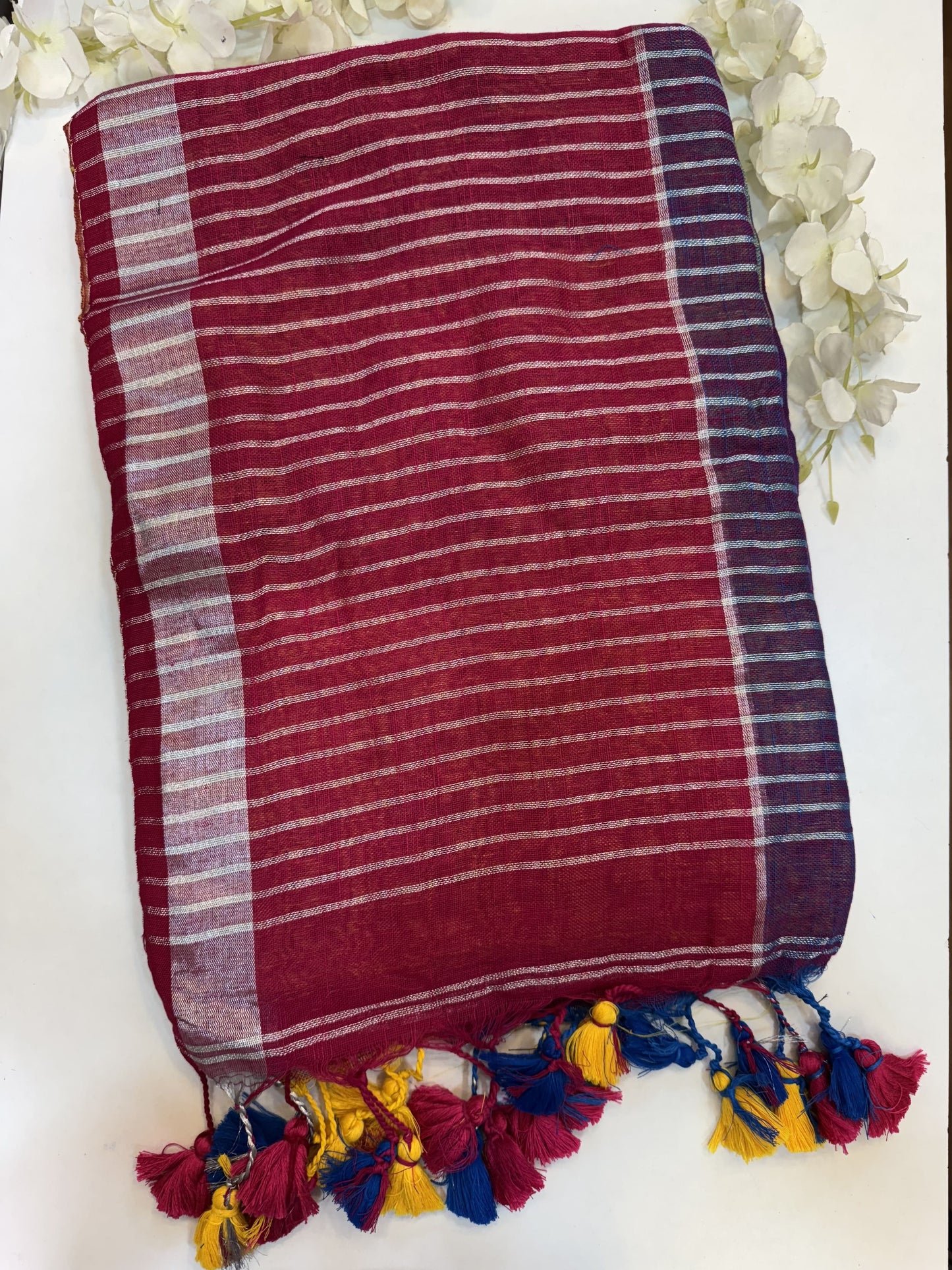 Dark Pink Linen Saree