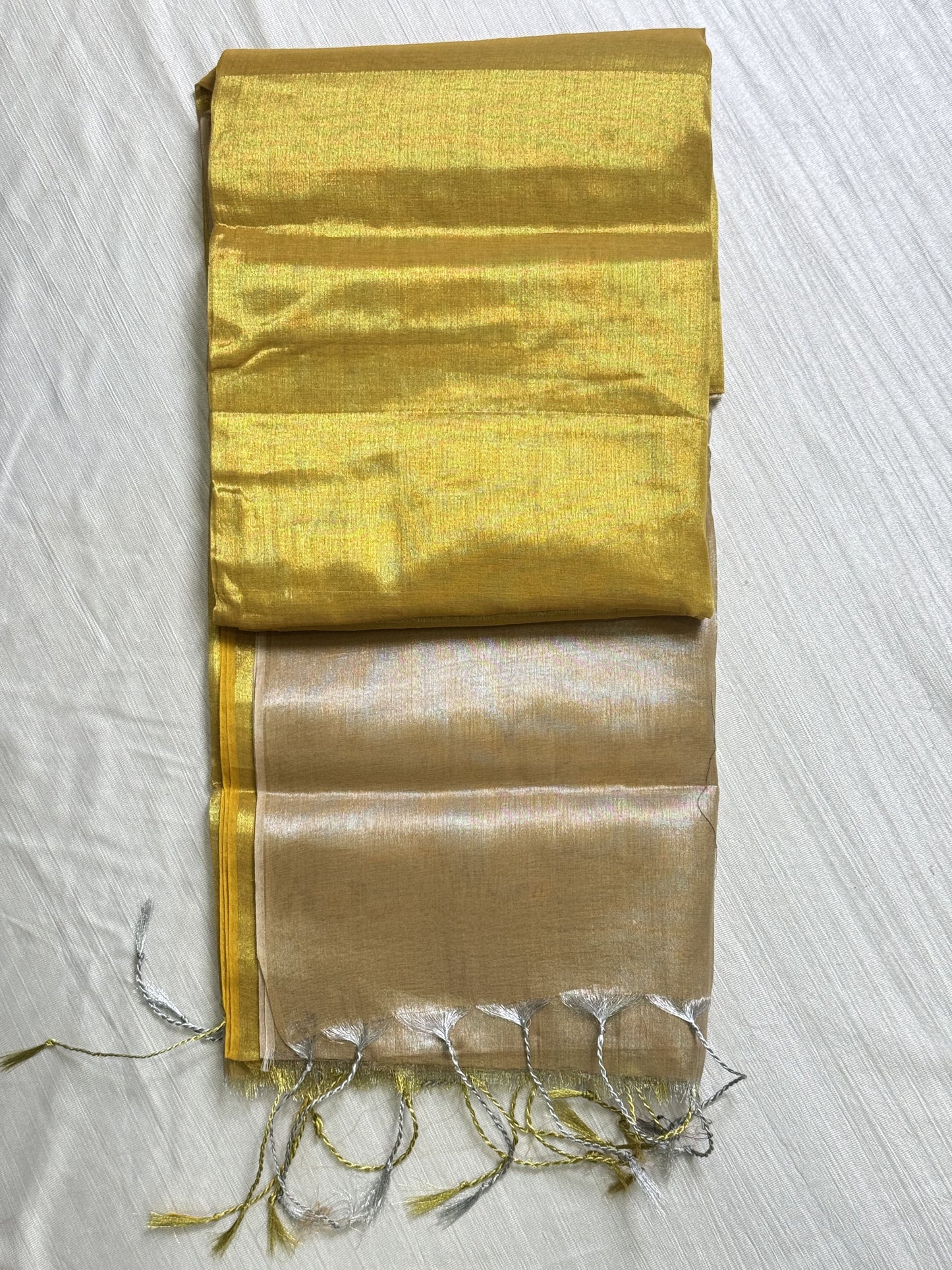 Chiku Yellow Tissue Saree