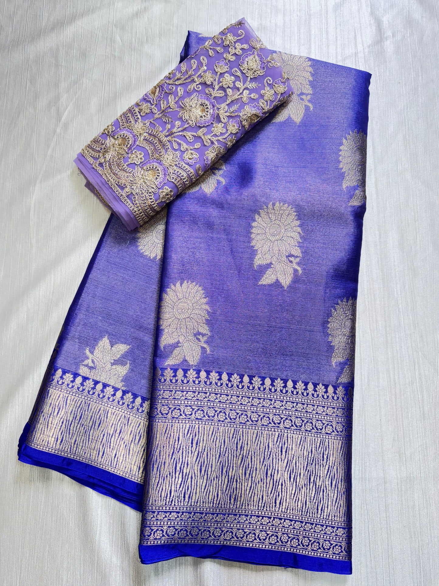 Blue Tissue Saree