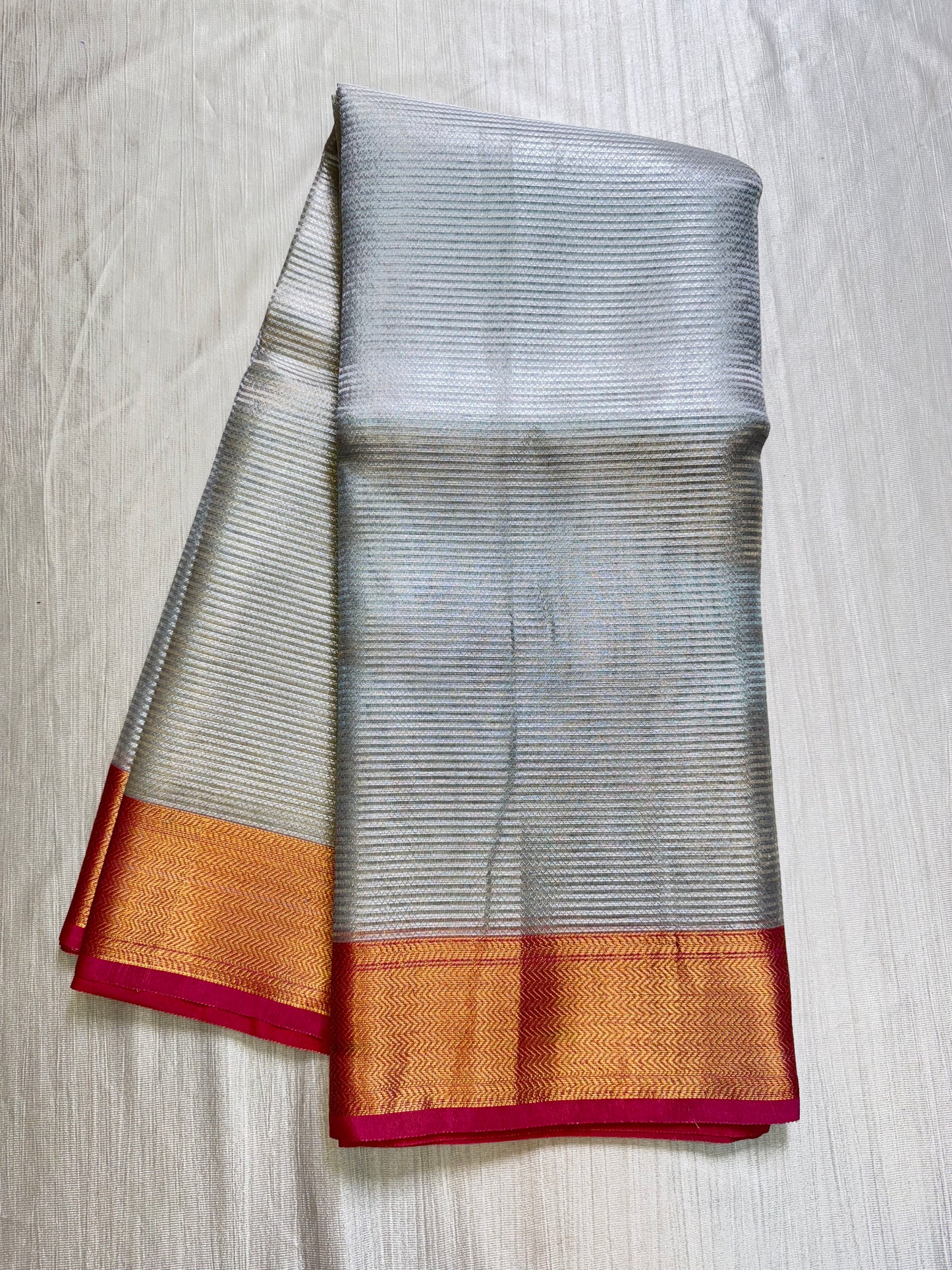 Silver Pink Tissue Saree