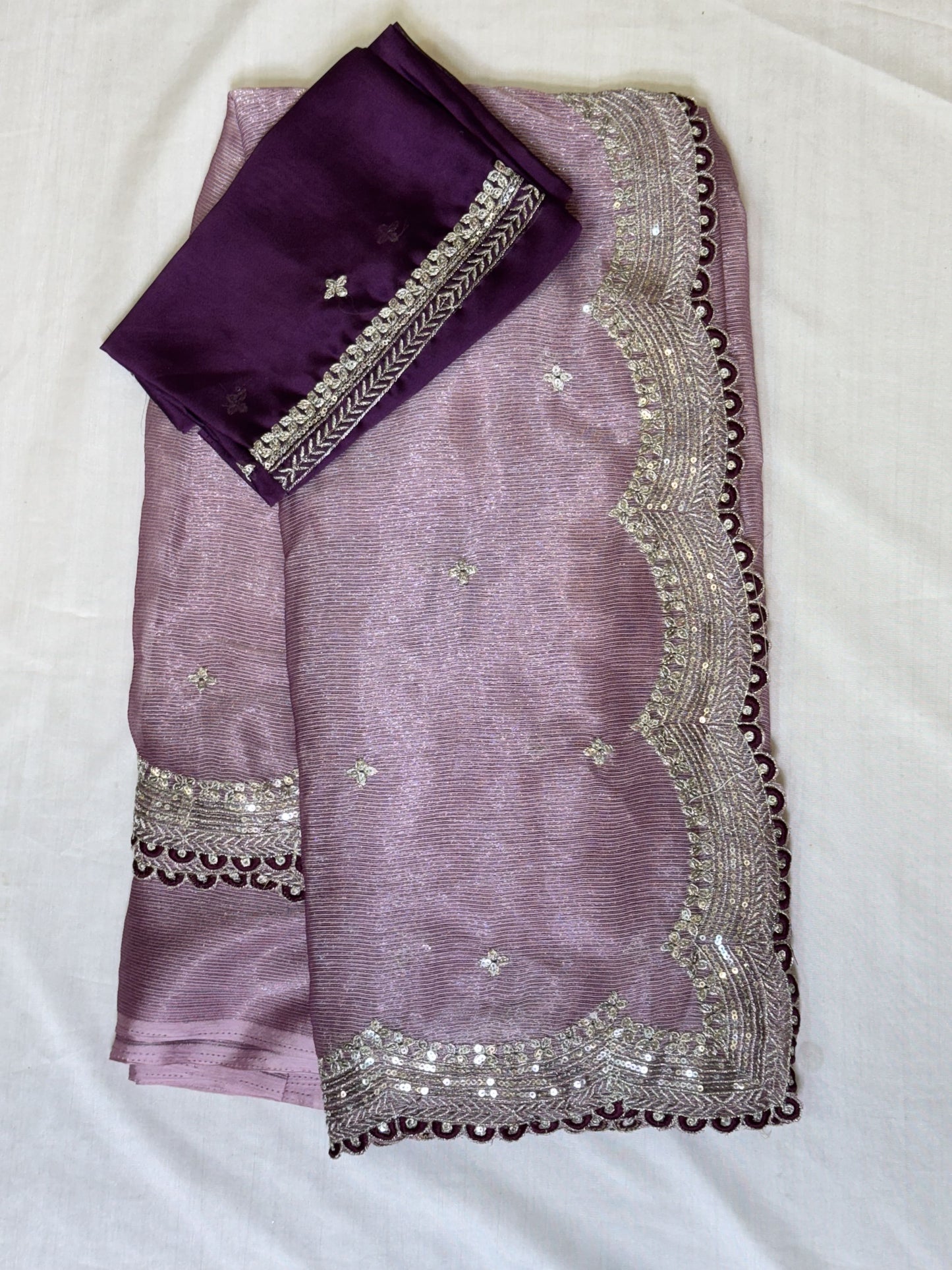 Lavender Designer Saree with work blouse