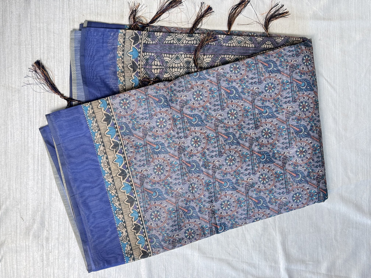 Blue Chanderi Saree