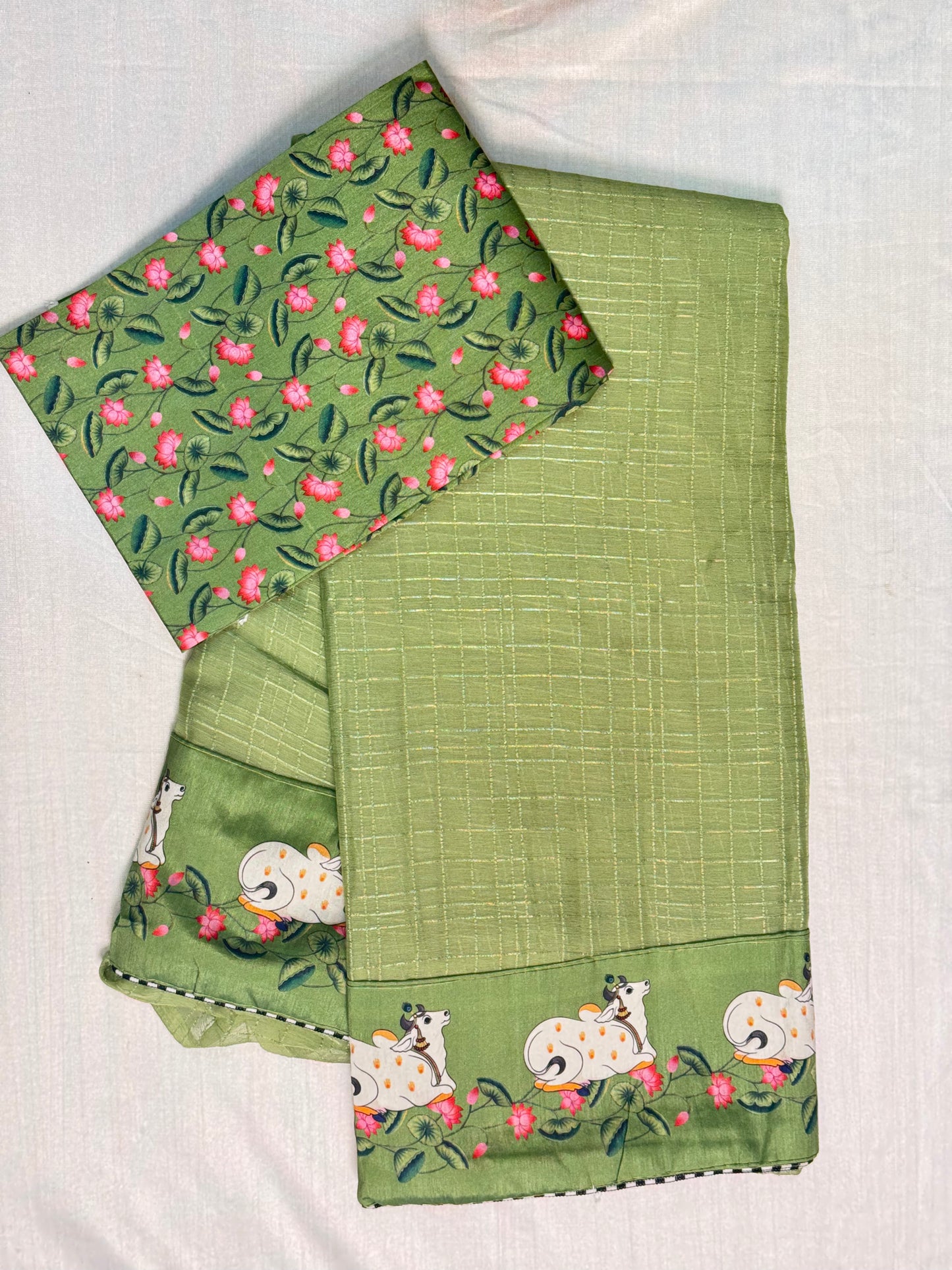 Light Green Geogrette Saree
