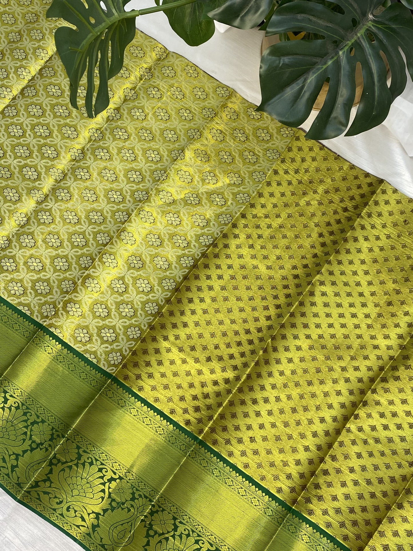Golden Green Pattu Pavadai Sattai