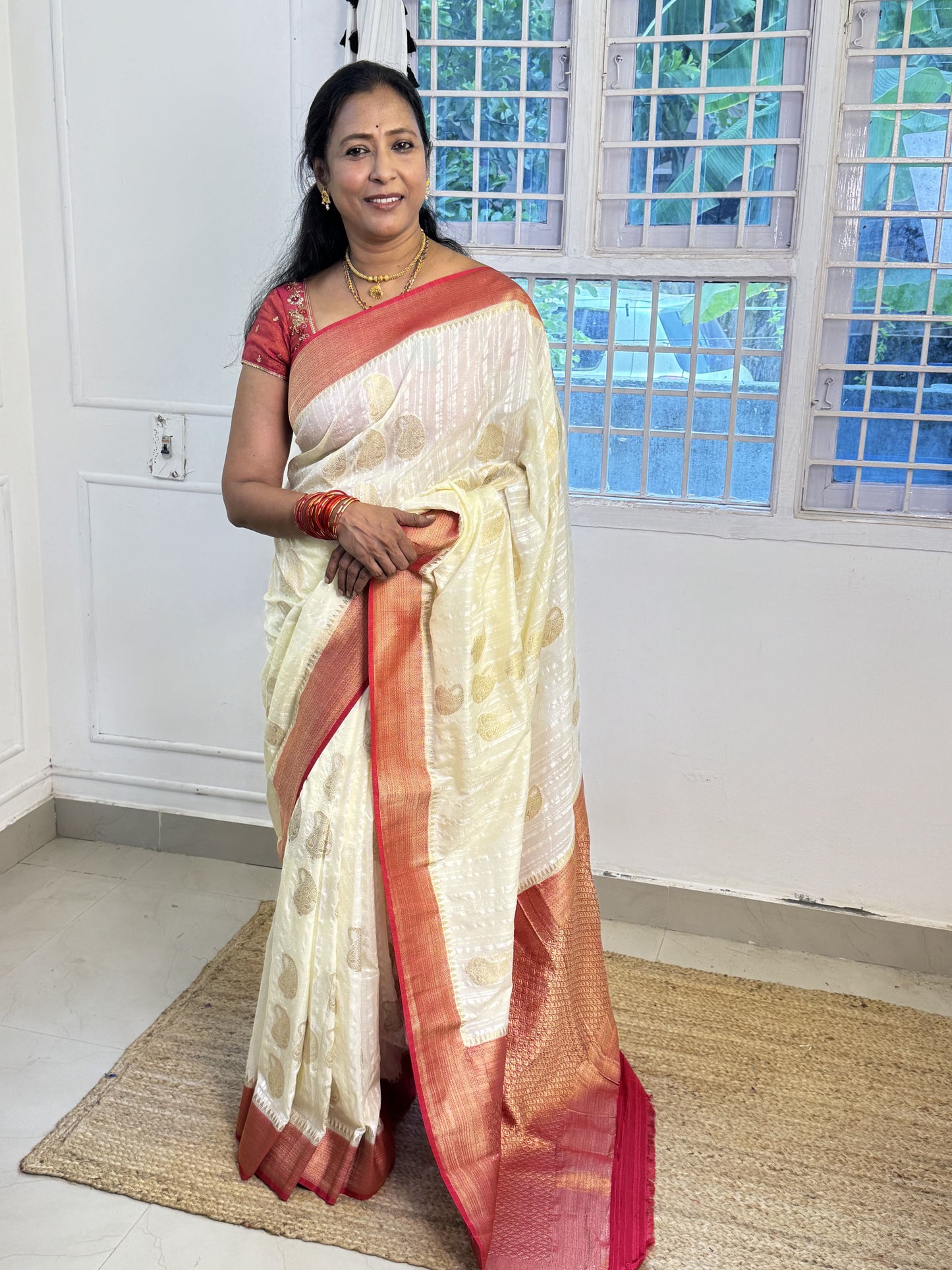 Half White Bhagalpuri Soft Silk Saree