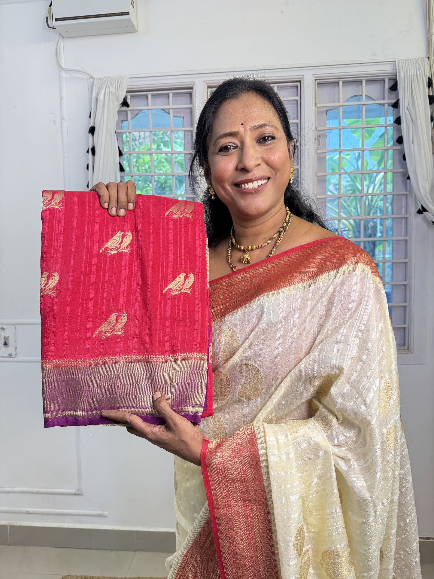 Pink Bhagalpuri Soft Silk Saree