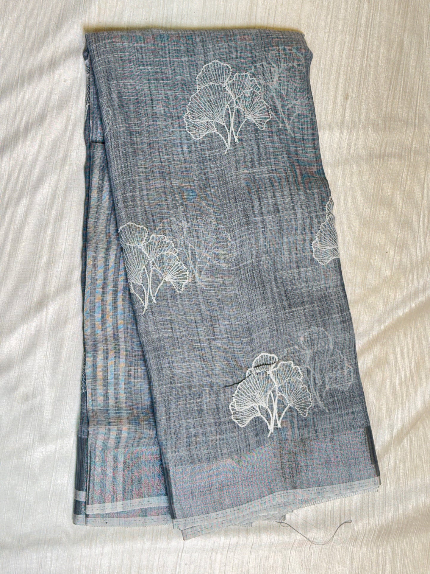 Dark Grey Linen Saree