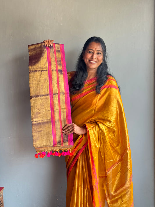 Light Blue Plain Tissue Saree