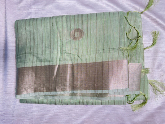 Pista Green Cotton Saree