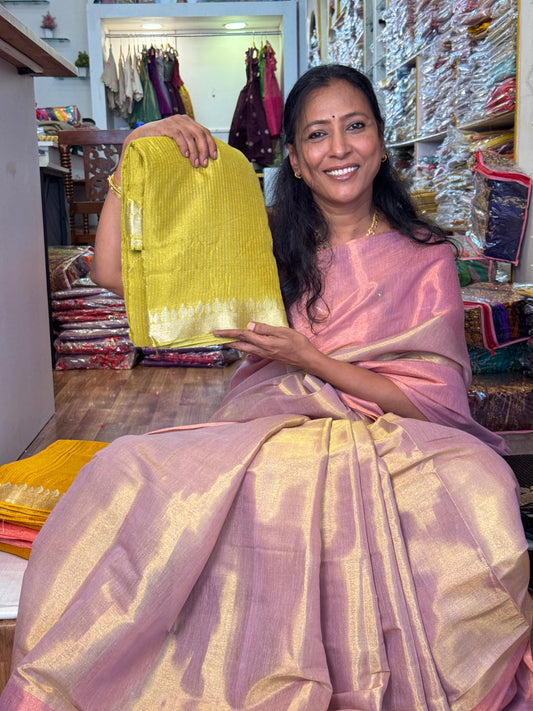 Green viscose chinnon tissue saree