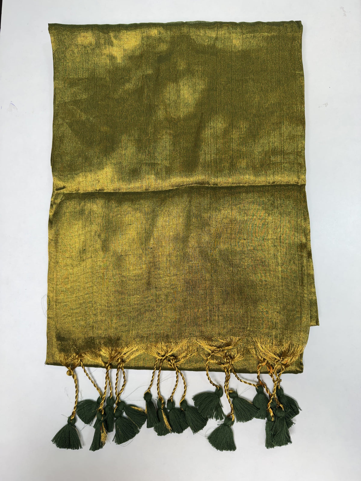 Mehendi Green, Green Tassels Plain Khadi Tissue Saree