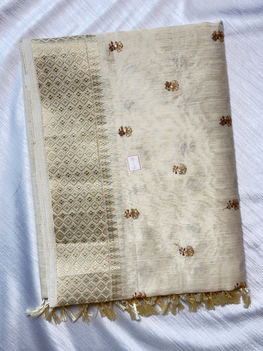Half White Cotton Saree