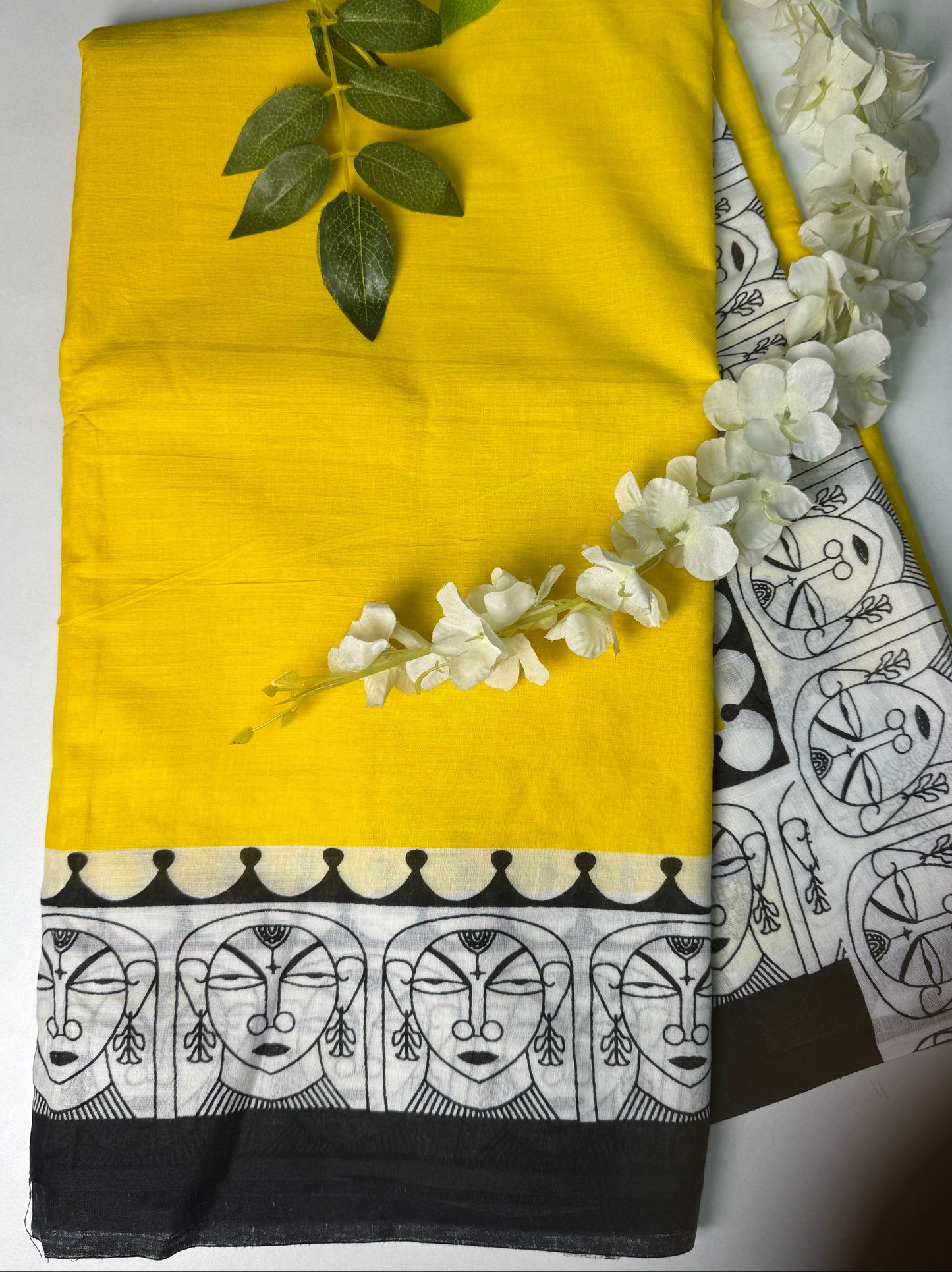 Yellow Pure Mul-Mul Cotton Saree