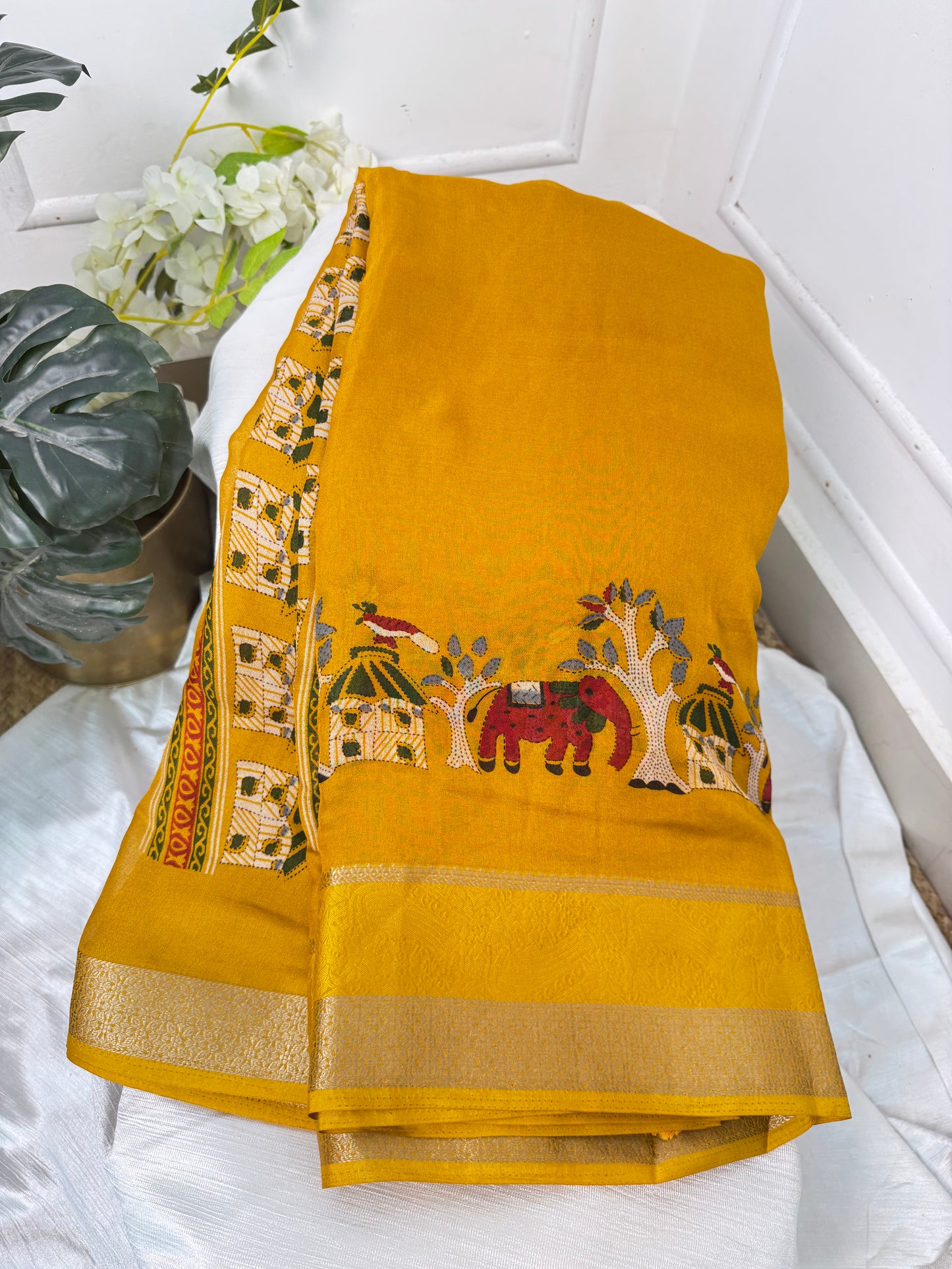 Yellow Georgette Saree