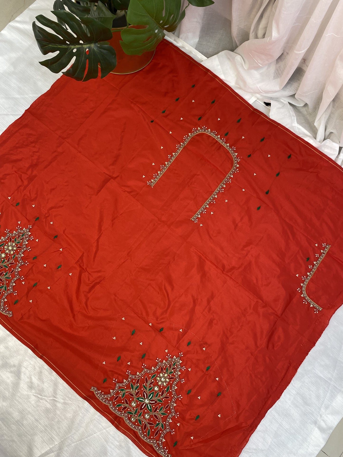 Red Hand Work Blouse