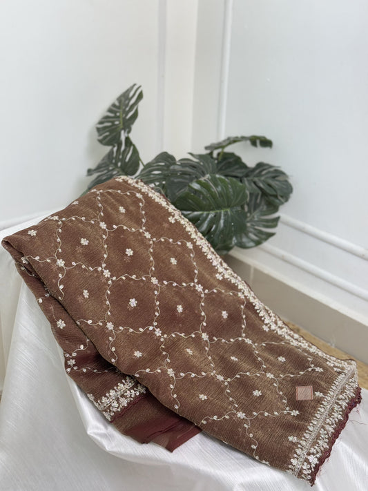 Light Brown Designer Saree