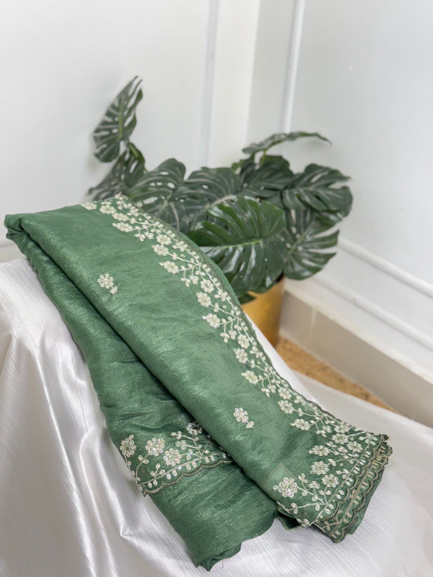Pastel Green Designer Saree