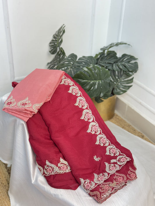 Dark Pink Designer Saree