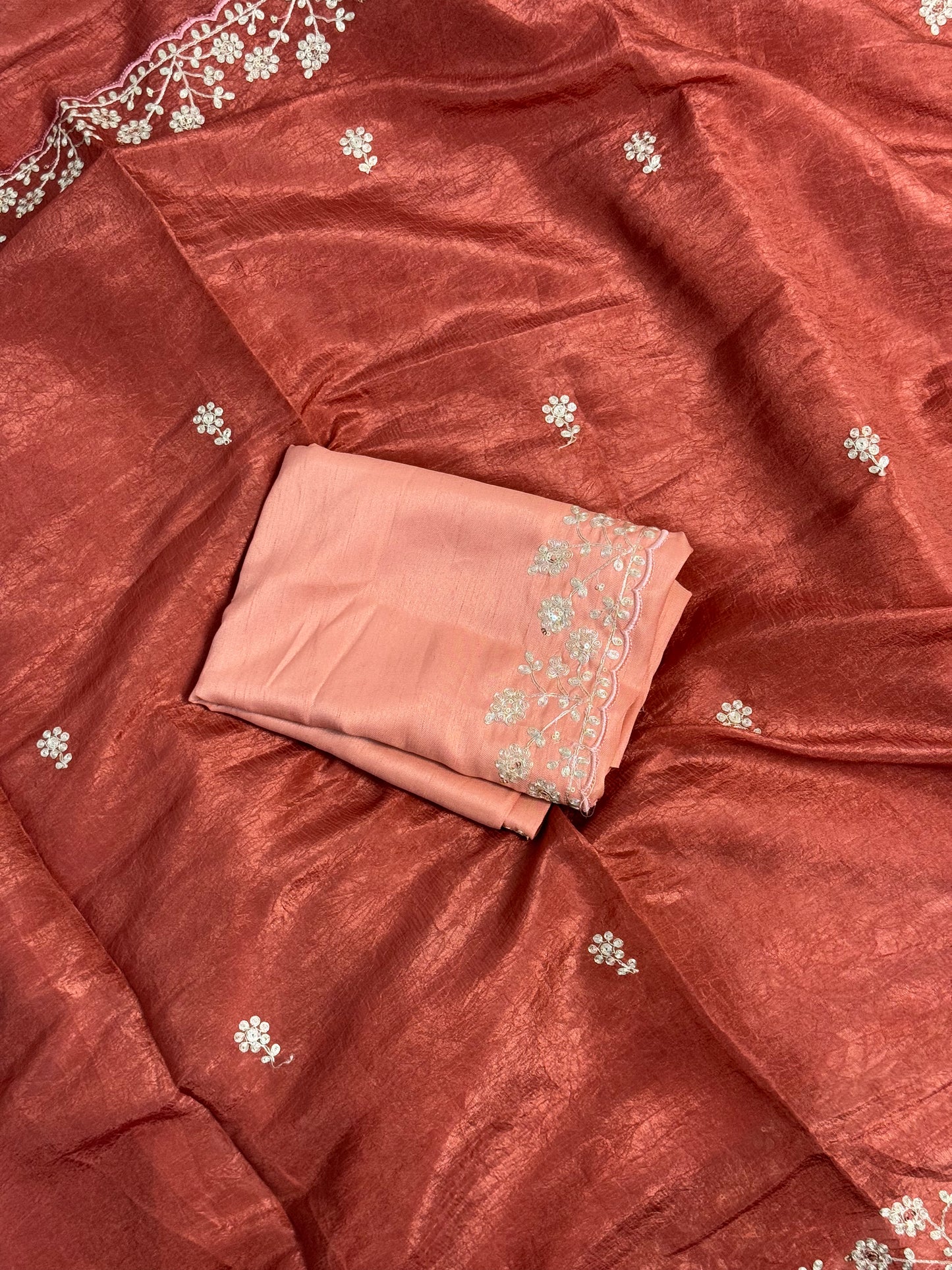 Burnt Terracotta Designer Saree