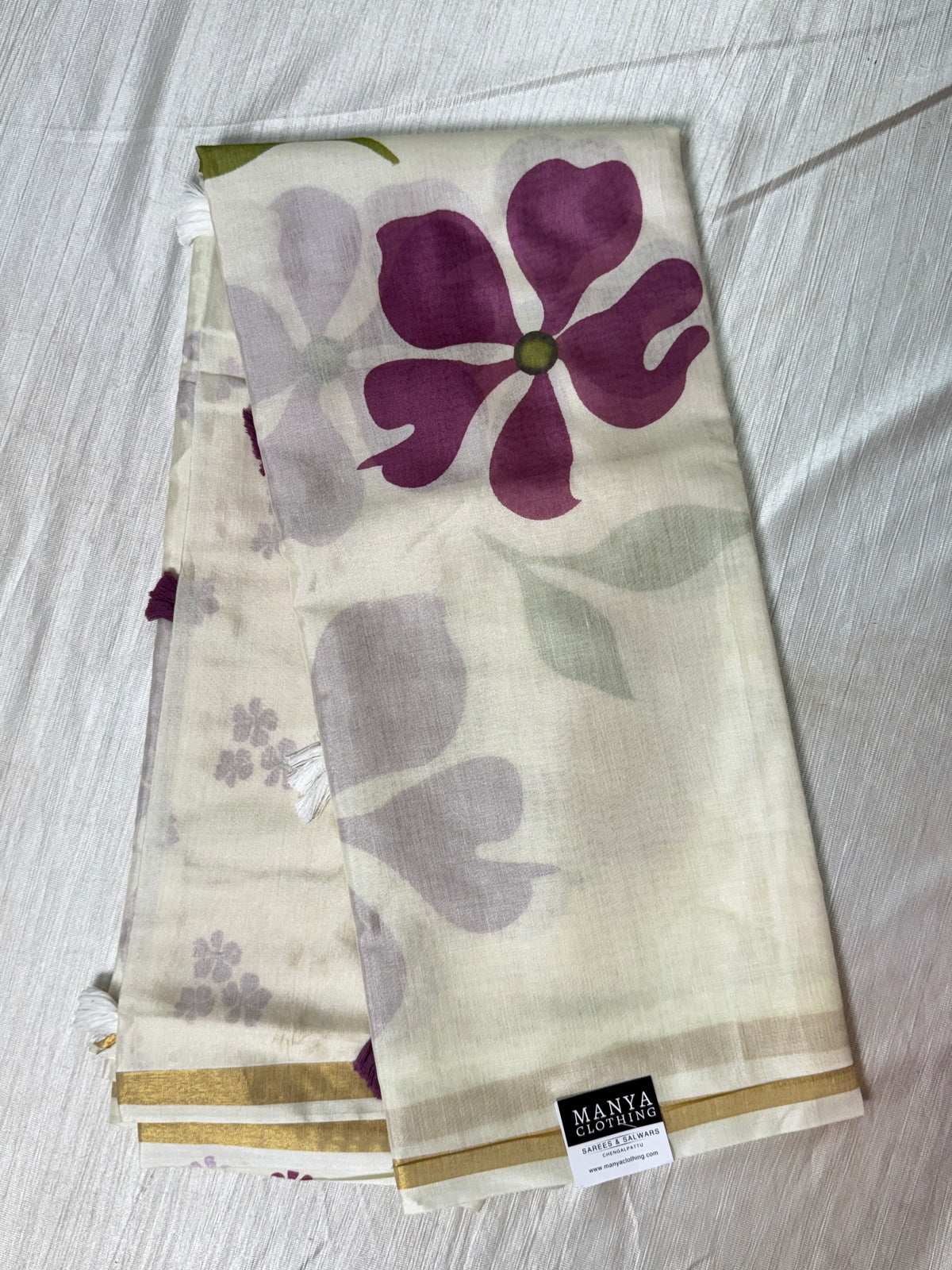 Half White Cotton Saree