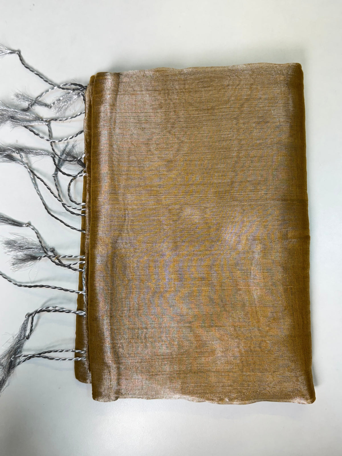 Biege Plain Khadi Tissue Saree