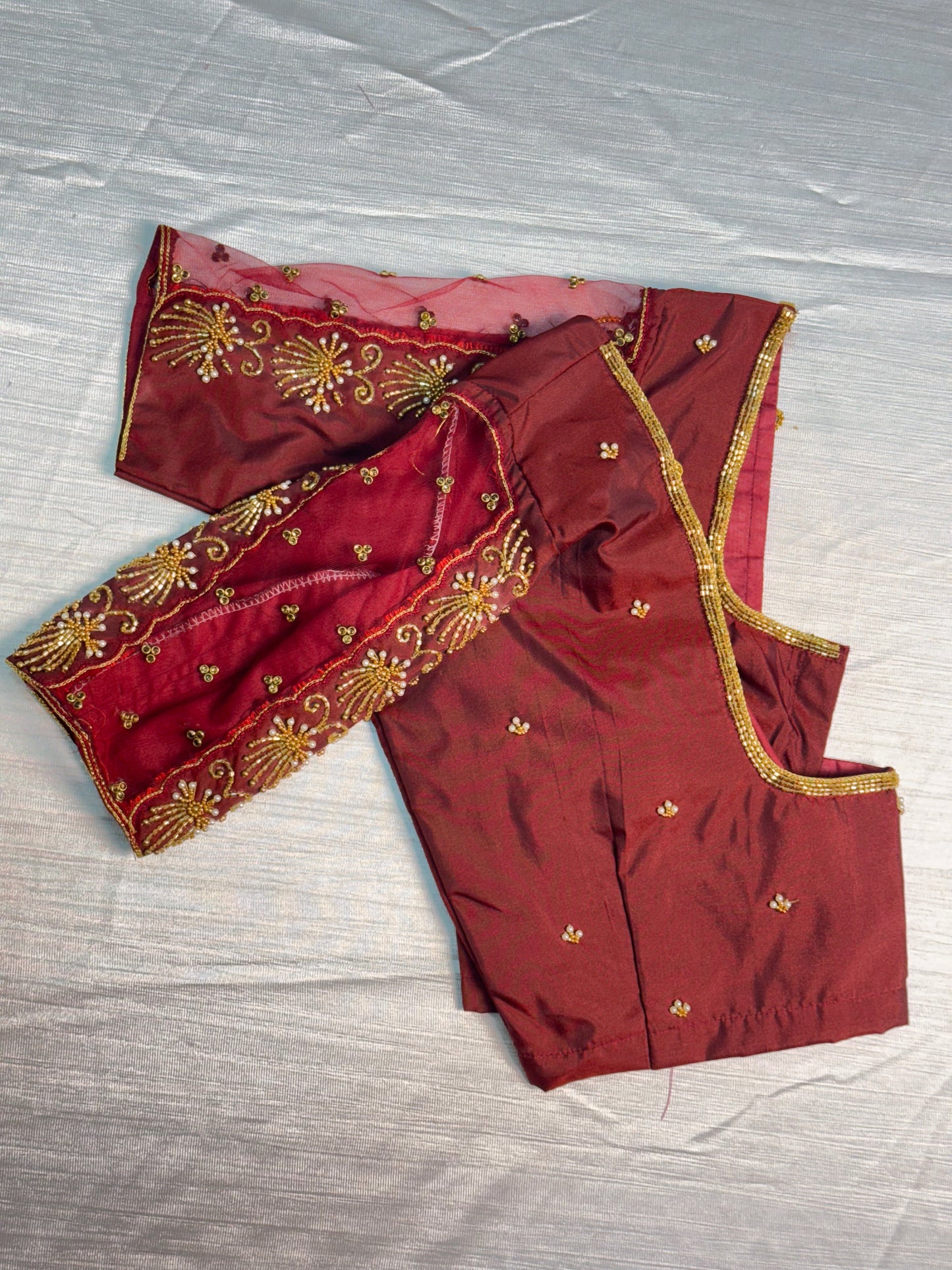 Maroon Ready to Wear Hand Work Blouse